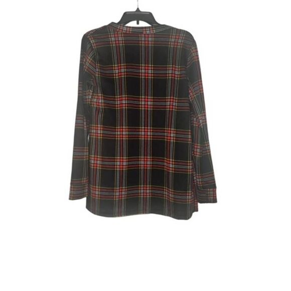 Agnes & Dora Button Front Cardigan Black Red Plaid Size Medium Pockets Christmas - Picture 2 of 6